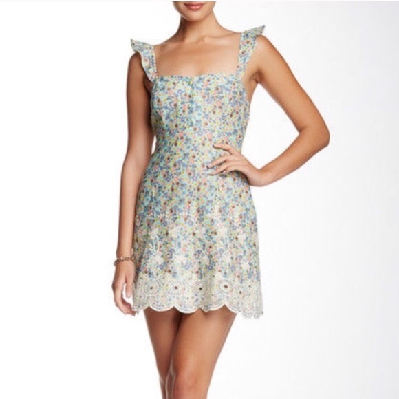 Floral Ruffle Sleeve Eyelet Dress - Picture 1 of 3